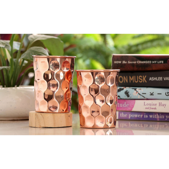 Pure Copper Diamond | Hammered | Shine Finish | Luxury Glasses-275 ML