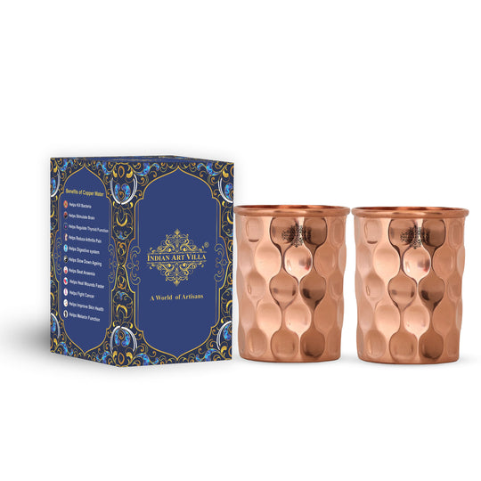 Pure Copper Diamond | Hammered | Shine Finish | Luxury Glasses-275 ML