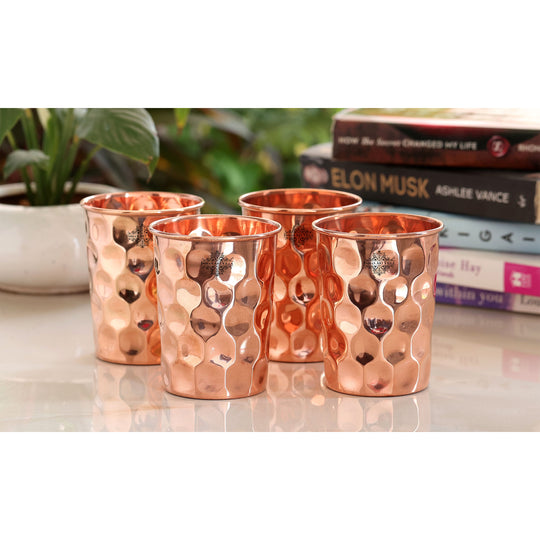 Pure Copper Diamond | Hammered | Shine Finish | Luxury Glasses-275 ML