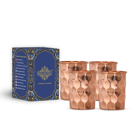 Pure Copper Diamond | Hammered | Shine Finish | Luxury Glasses-275 ML