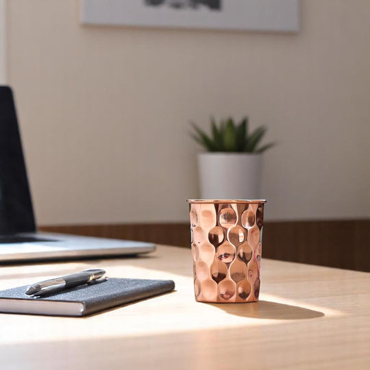 Pure Copper Diamond | Hammered | Shine Finish | Luxury Glasses-275 ML