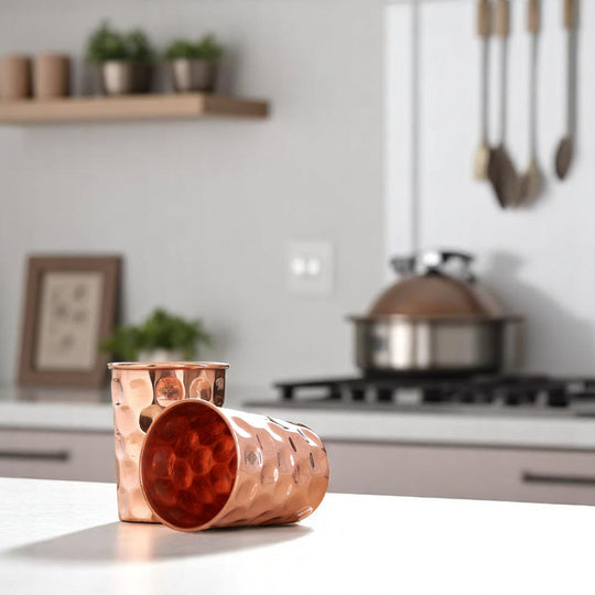 Pure Copper Diamond | Hammered | Shine Finish | Luxury Glasses-275 ML