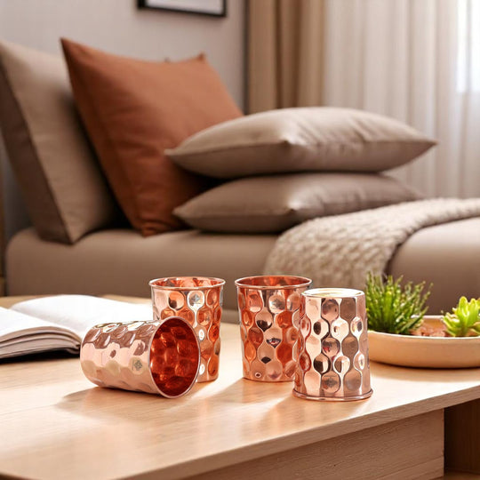 Pure Copper Diamond | Hammered | Shine Finish | Luxury Glasses-275 ML