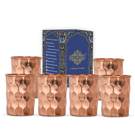 Pure Copper Diamond | Hammered | Shine Finish | Luxury Glasses-275 ML