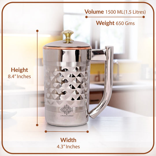 Pure Steel Copper Diamond Design Jug