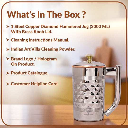 Pure Steel Copper Diamond Design Jug
