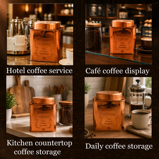 Pure copper coffee sugar tea container premium — Indian Art Villa