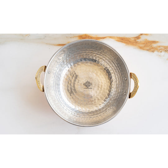 Pure Copper Kadai With Tin Lining, Hammered Design, Cookware & Tableware