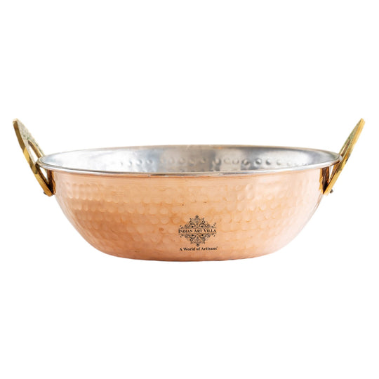 Pure copper kadai tin lined for preparing traditional Indian dishes