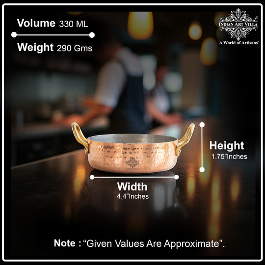 Pure Copper Round Dish Pan With Tin Lining & Brass Handle - Serveware &  Cookware