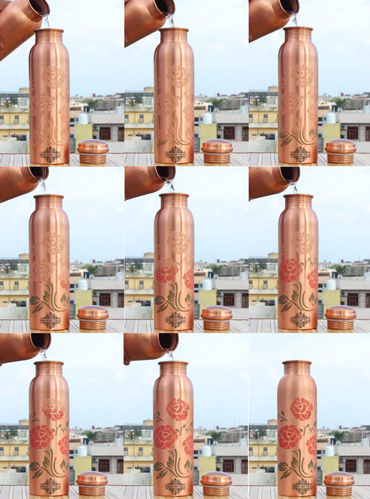 Pure Copper Water Bottle with Unique Artistic Designs – 900 ML
