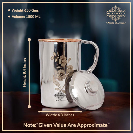 Pure Steel Copper Jug Luxury Design with Lid