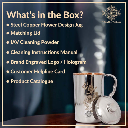 Pure Steel Copper Jug Luxury Design with Lid