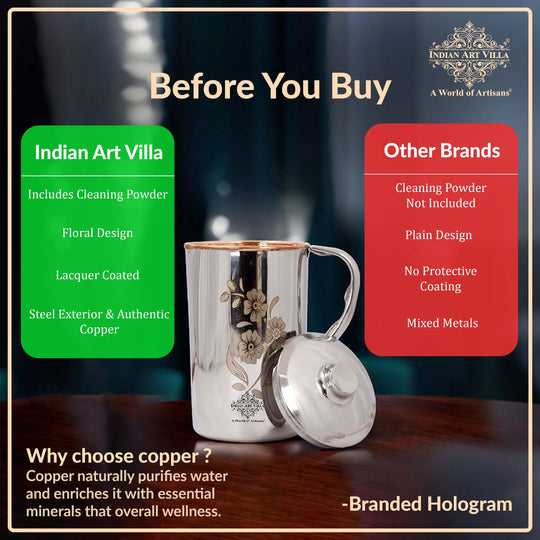 Pure Steel Copper Jug Luxury Design with Lid