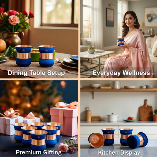 Pure Copper Half Silk Finish Glass – 300 ML