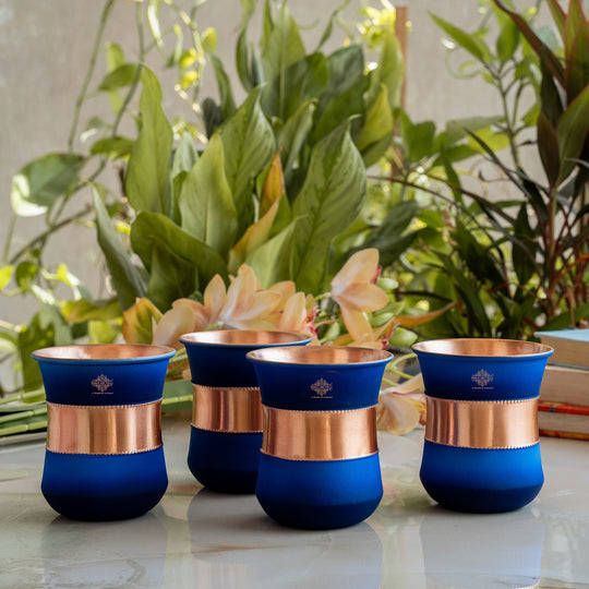 Handmade copper tumbler for wellness drinking use