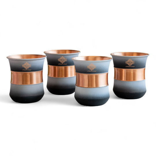 Embossed artisan copper tumbler for kitchen drinking use