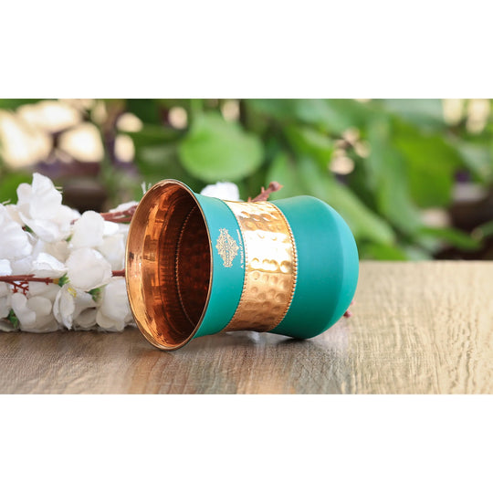 Copper glass artisan crafted hydration vessel