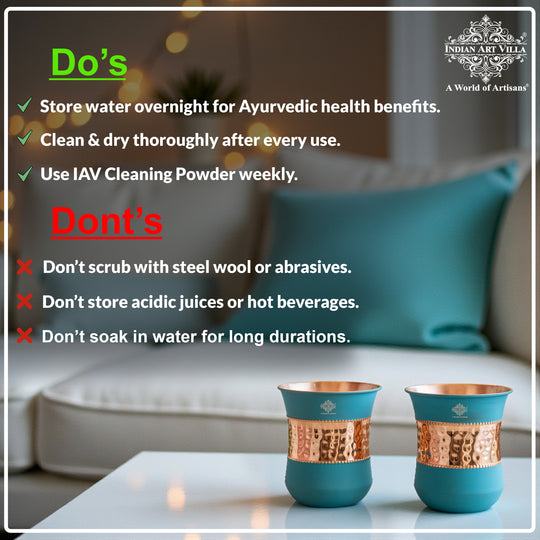 Embossed copper drink glass for daily water use