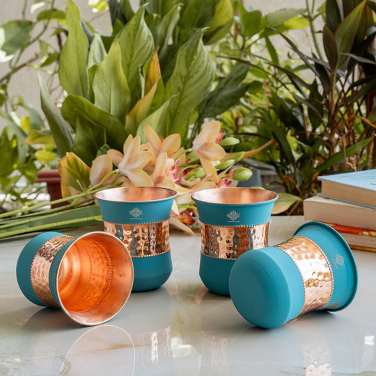 Hammered copper drinking glass for home use India