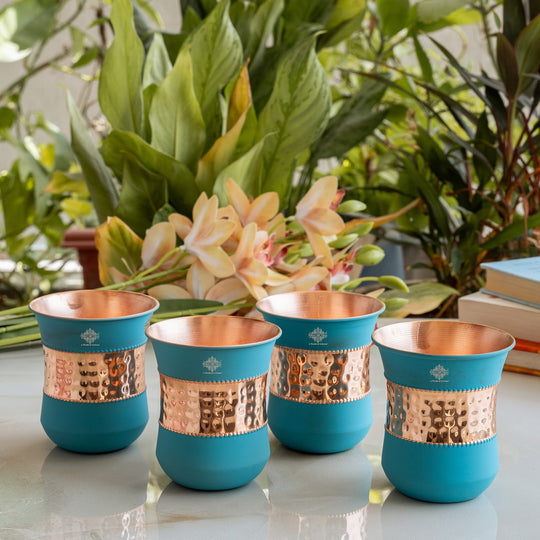 Copper glass for wellness and detox water drinking