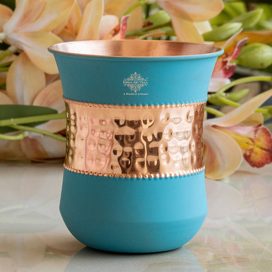 Copper tumbler designed for Ayurvedic drinking use