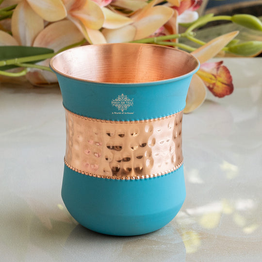 Premium hammered copper glass artisan style India