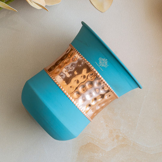 Embossed copper water glass for home kitchen use