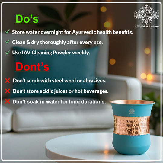 Embossed copper glass for Ayurvedic water intake