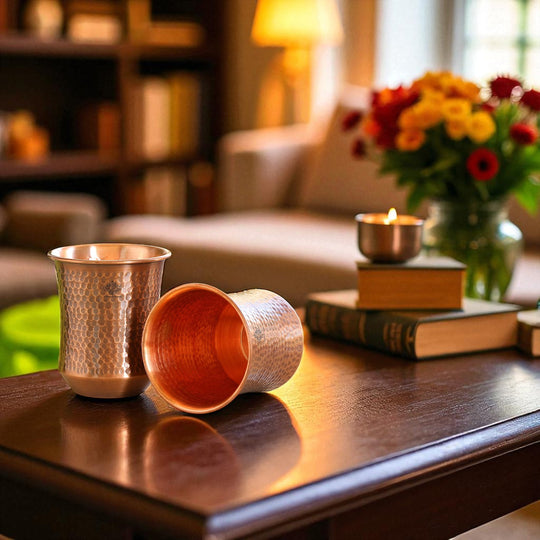 Pure Copper Hammered & Smooth Design Glass