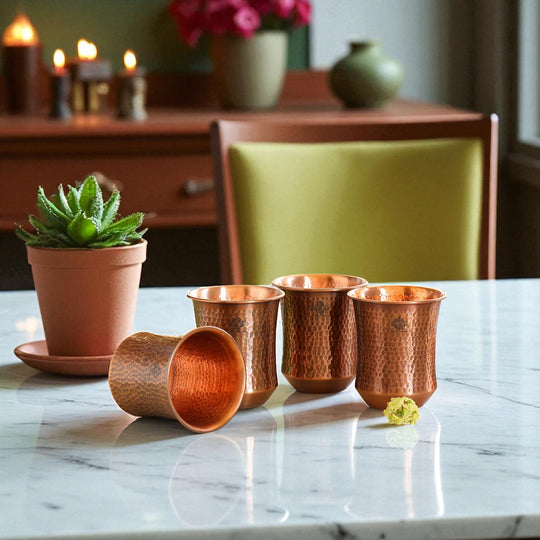 Pure Copper Hammered & Smooth Design Glass