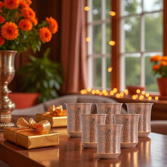 Pure Copper Hammered & Smooth Design Glass