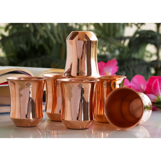 Pure Copper Plain & Hammered Design Glass, Drinkware, Tableware, Heavy Weight with 200 Grams