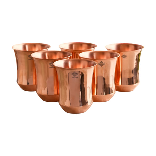 Pure Copper Plain & Hammered Design Glass, Drinkware, Tableware, Heavy Weight with 200 Grams