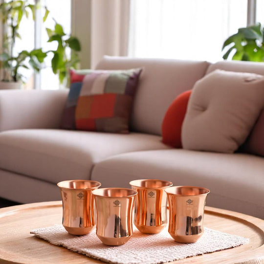 Pure Copper Plain & Hammered Design Glass, Drinkware, Tableware, Heavy Weight with 200 Grams