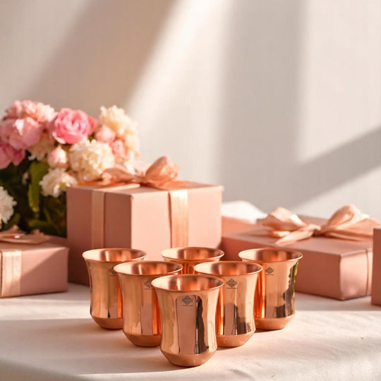 Pure Copper Plain & Hammered Design Glass, Drinkware, Tableware, Heavy Weight with 200 Grams