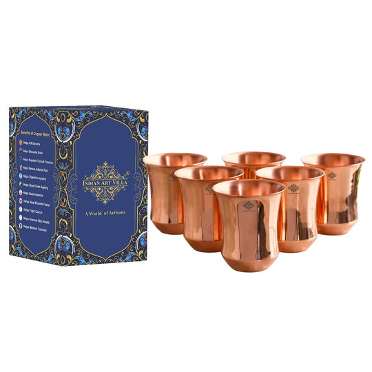 Pure Copper Plain & Hammered Design Glass, Drinkware, Tableware, Heavy Weight with 200 Grams