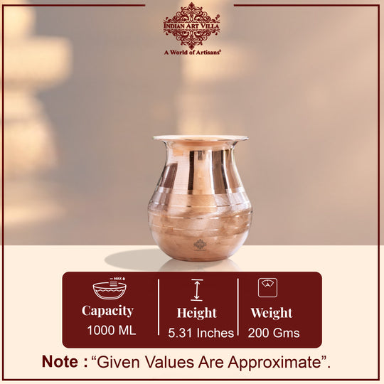 Copper Kalash / lota | Luxury Design Shine Finish | Pujan Purpose