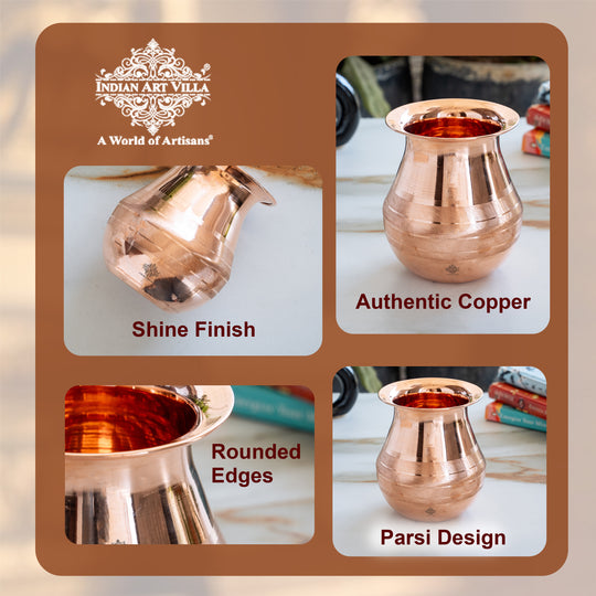 Copper Kalash / lota | Luxury Design Shine Finish | Pujan Purpose