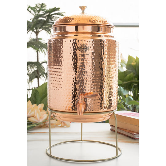 5 litre round spherical copper matka with wide bulbous belly and small narrow mouth – tamba matka