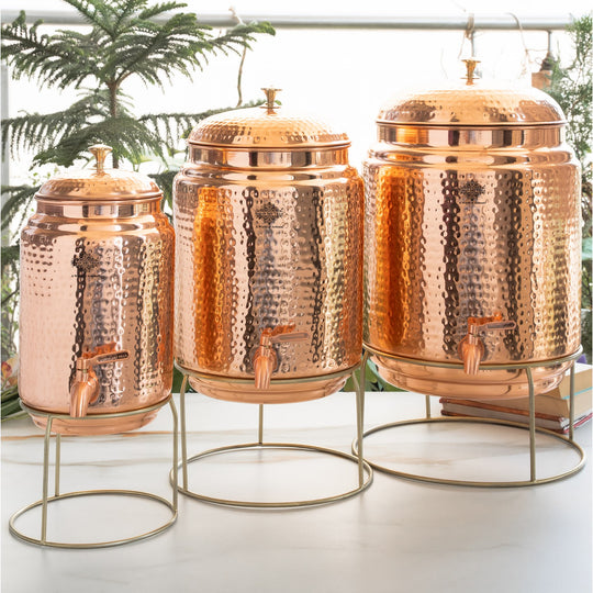 Green 5 litre copper matka in retail carton – copper matka 5 litre