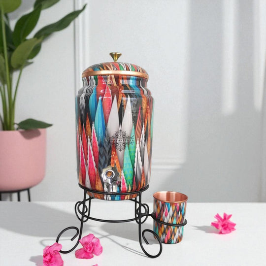 5 litre round copper matka with stand complete set in packaging – copper matka 5 litre price