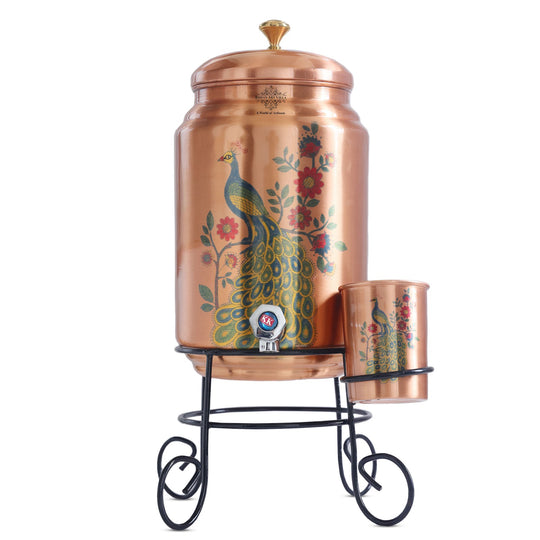 5 litre hammered copper matka with stand complete set in protective box – copper water pot with stand