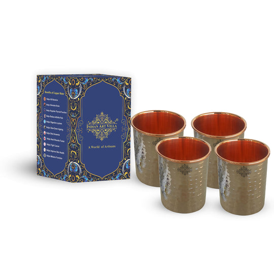 Steel Copper Glass, Tumbler Handcrafted in Luxury Design, Drinkware, Serveware, 250ml
