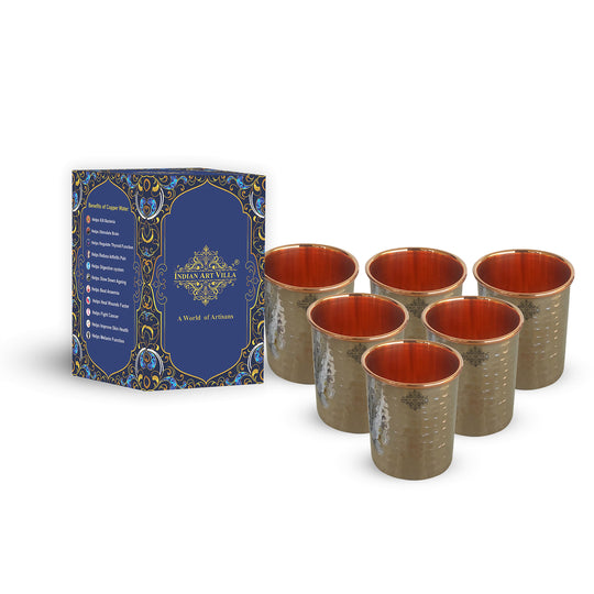 Steel Copper Glass, Tumbler Handcrafted in Luxury Design, Drinkware, Serveware, 250ml