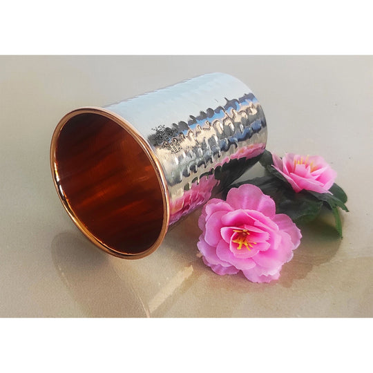 Steel Copper Glass, Tumbler Handcrafted in Luxury Design, Drinkware, Serveware, 250ml