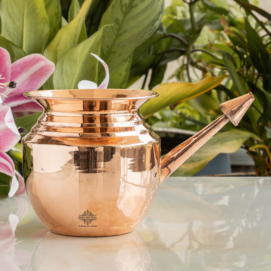 Pure Copper Handmade Ramjhara, NetiPot with Heavy Gauge used to Worship God