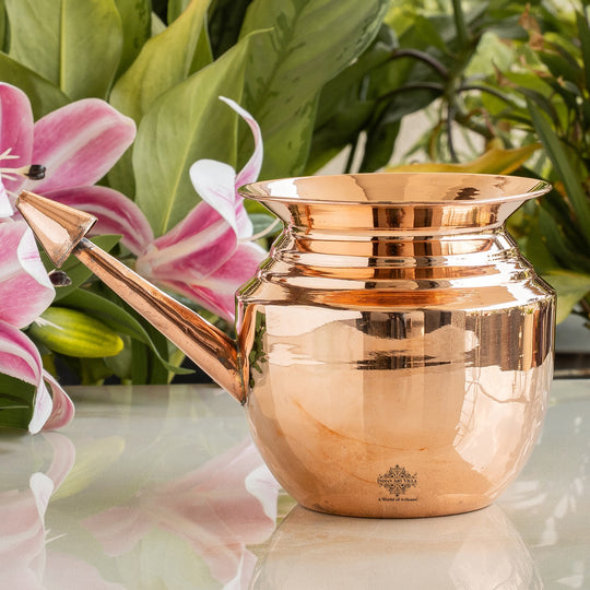 Pure Copper Handmade Ramjhara, NetiPot with Heavy Gauge used to Worship God