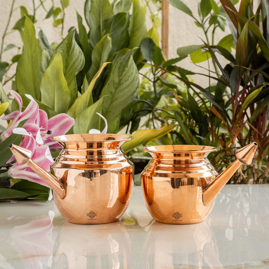Pure Copper Handmade Ramjhara, NetiPot with Heavy Gauge used to Worship God