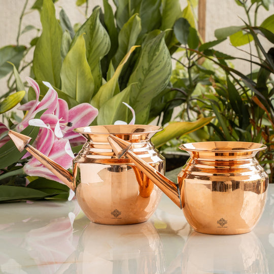 Pure Copper Handmade Ramjhara, NetiPot with Heavy Gauge used to Worship God